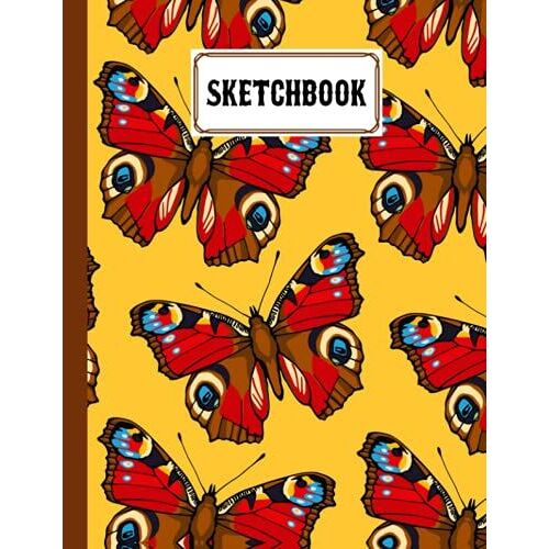 Sketchbook For Kids: Peacock Butterflies Sketchbook,Blank White Pages For Painting, Drawing, Writing, Sketching And Doodling, 122 Pages, Size 8.5" X 11" By Ludmilla Janssen