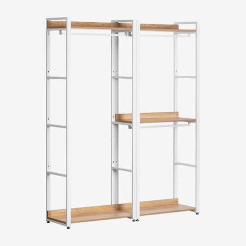 Armoire modulaire ouverte 2 pièces avec penderie en acier et MDF Ariaster NATUREL