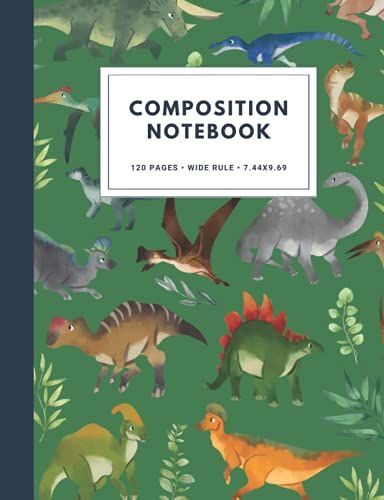 Composition Notebook: Watercolor Dinosaur Journal For Boys | Primary School Journal Jurassic | Wide Ruled Workbook K-4