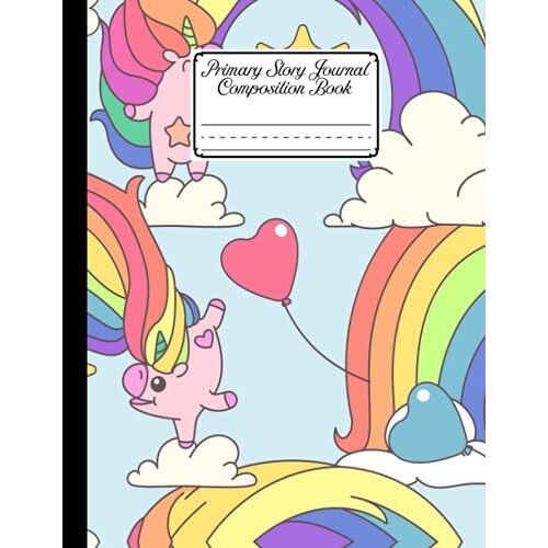 Primary Story Journal Composition Book: Premium Unicorns Primary Composition Notebook Grade Level K-2 Draw And Write, Design By Nina Reinhardt, Size 8.5" X 11", 120 Pages