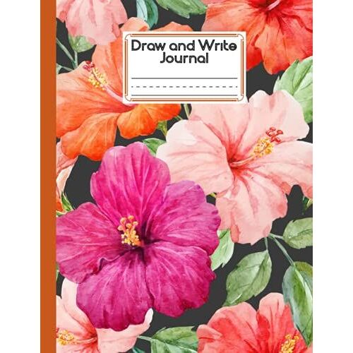 Draw And Write Journal: Watercolor Florals Cover, Grades K-2, Primary Composition Half Page Lined Paper With Drawing Space (8.5" X 11" Notebook), Desgin By Reinhardt Graf