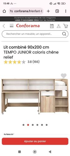 Lit mezzanine beige avec bureau coulissant