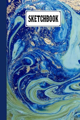Sketchbook: Marble Blue Sketchbook, Blank White Pages For Painting, Drawing, Writing, Sketching And Doodling, 120 Pages, Size 6" X 9" By Natalia Horn