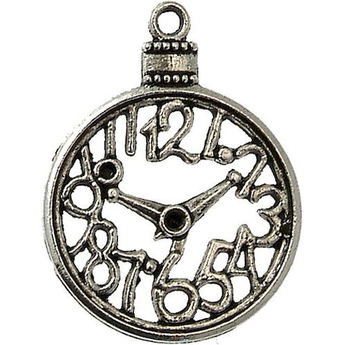 Breloque En Métal Horloge Argenté