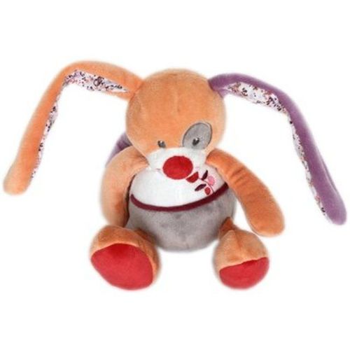 Doudou Manon Et Valentine Ou Doukidou Lapin Chien Gris Orange Fleur Pantin 27cms