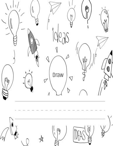 Ideas Light Bulbs Primary Story Journal: Dotted Midline And Picture Space | 120 Story Pages