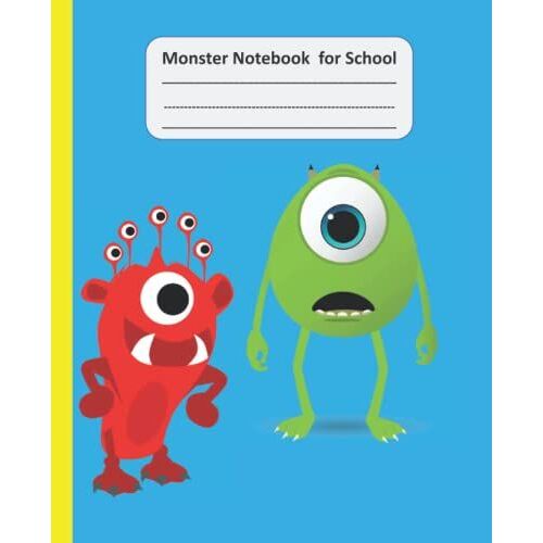 Monster Notebook For School:: Wide Ruled For Boys Girls Adults Kids Students Home Business School College Kindergarten