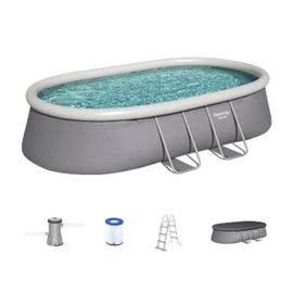 Kit Piscine hors sol autoportante BESTWAY - Fast Set - 488 x 305 x 107 cm - Ovale - Avec filtre, échelle, bâche et cartouche
