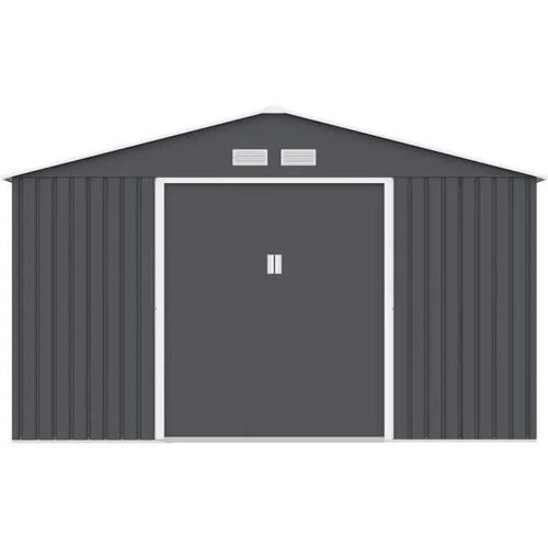 Abri De Jardin En Métal 10.78 M2 - Kit D'ancrage Inclus - Gris Anthracite