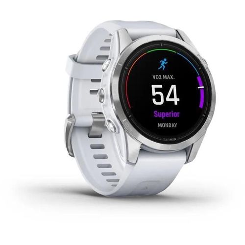 Garmin epix Pro - Standard Edition - 2e génération - 42 mm - polymère renforcé de fibres d'argent - Oui Montre connectée avec bracelet - silicone - whitestone - taille du poignet : 108-182 mm -...
