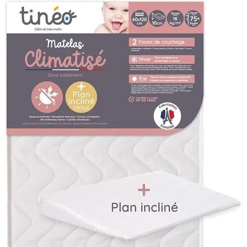 Tineo Matelas Climatisé 60x120 Cm + Plan Incliné 15° (Lot)