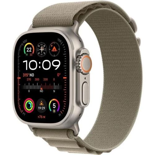 Apple Watch Ultra 2 GPS + Cellular - Boîtier Titane 49 mm - Boucle Alpine Olive - Bracelet S