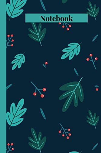 Notebook: Midnight Leaves, Black And Blue Leaves 6"X9" 120 Pages Blank Lined Journal