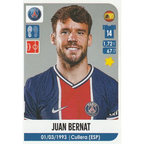 N° 403 - Stickers Image Vignette - Panini - Foot 2020 / 2021 - Juan Bernat - Paris Saint Germain - Football Ligue 1