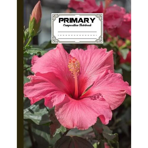 Primary Composition Notebook: Tropical Hibiscus Cover Primary Story Journal, Dotted Midline And Picture Space | Grades K-2 Composition School Exercise ... Story Pages, Size 8.5" X 11" By Regine Moritz