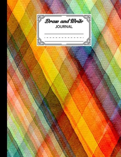 Draw And Write Journal: Rainbow Watercolor Cover Primary Composition Half Page Lined Paper With Drawing Space (8.5" X 11" Notebook), Grades K-2, By Sven Blum