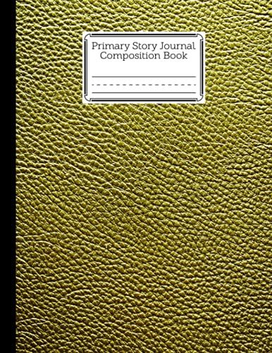 Primary Story Journal Composition Book: Golden Leather Print Cover | Handwriting Practice Notebook For Kids Boys And Girls, Blank Dotted Lined Notebooks, By Thilo Block, Size 8.5" X 11", 120 Pages