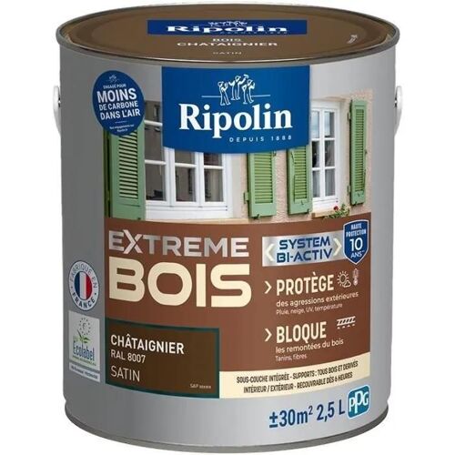 RIPOLIN Peinture Protection Extrême Bois Châtaignier RAL 8007