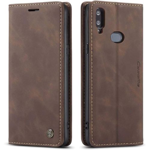 Coque Compatible Avec Samsung Galaxy A10s,Anti-Choc Housse En Cuir Premium Flip Case Portefeuille Etui,Cafe