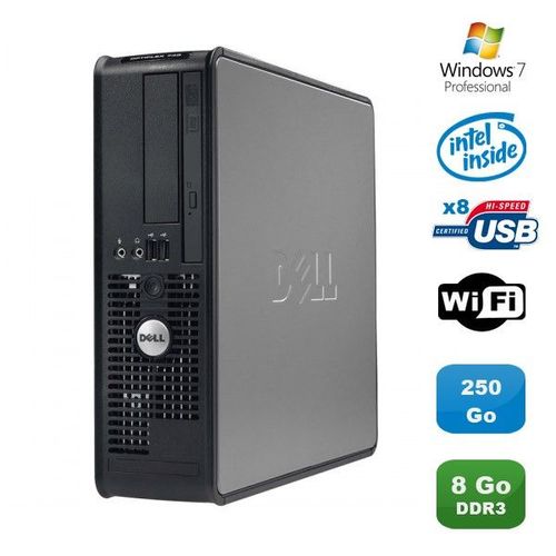 PC DELL Optiplex 380 SFF Pentium D E6300 2.8Ghz 8Go DDR3 250Go WIFI Win 7 Pro