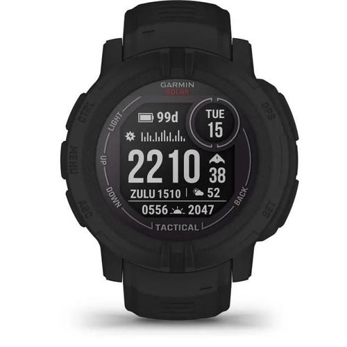 Garmin Instinct 2 Solar - Tactical Edition - 45 mm - noir - montre de sport avec bracelet - silicone - taille du poignet : 135-230 mm - monochrome - 32 Mo - Bluetooth, ANT+ - 53 g