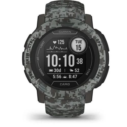 Garmin Instinct 2 - Camo Edition - 45 mm - camouflage graphite - montre de sport avec bracelet - silicone - taille du poignet : 135-230 mm - monochrome - 32 Mo - Bluetooth, ANT+ - 52 g