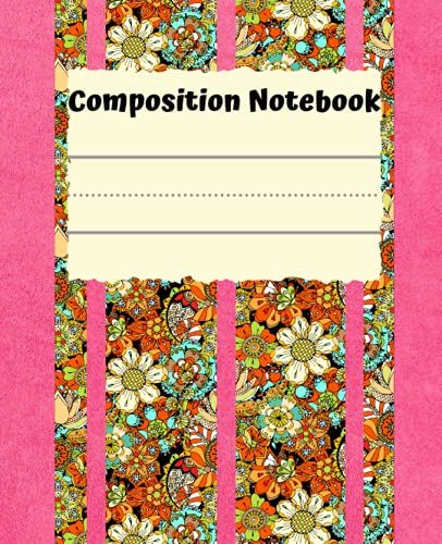 Composition Notebook: Floral Burgeon Pattern | Cover Pink | Notebook College Ruled | School Supplies | Wide Ruled Line Paper.Perfect For Writing