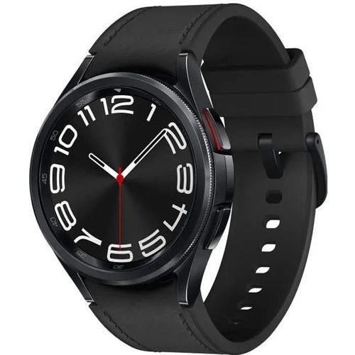 Samsung Galaxy Watch6 Classic - 43 mm - Montre connectée avec bracelet - cuir écologique hybride - noir - taille du bracelet : S/M - affichage 1.3" - 16 Go - NFC, Wi-Fi, Bluetooth - 52 g - noir