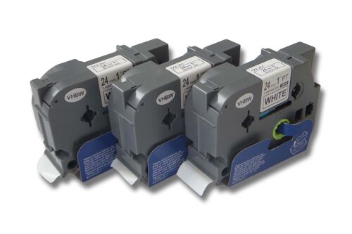 3x Cassette ? ruban vhbw 24mm pour Brother 2400, 2450, 2460, 2470, 2480, 350, 3600, 550, 9400, 9600, 2400 E. Remplace: TZ-251, TZE-251.