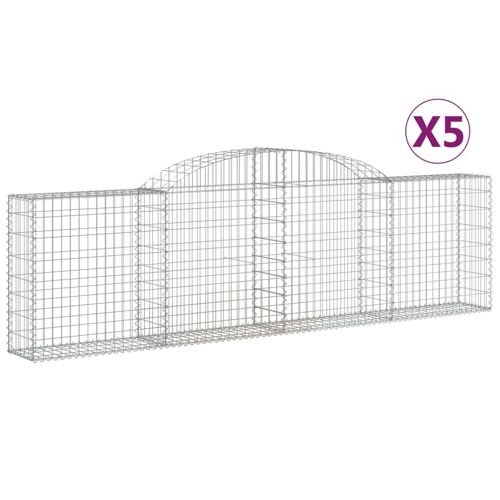 Paniers À Gabions Arqués 5 Pcs 300x30x80/100 Cm Fer Galvanisé Vidaxl Vidaxl