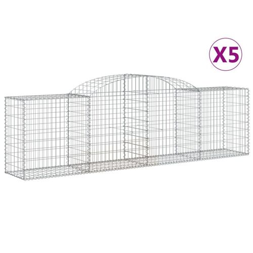 Paniers À Gabions Arqués 5 Pcs 300x50x80/100 Cm Fer Galvanisé Vidaxl Vidaxl