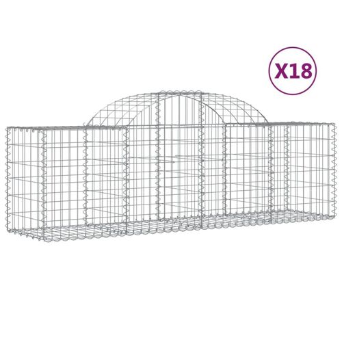 Paniers À Gabions Arqués 18 Pcs 200x50x60/80 Cm Fer Galvanisé Vidaxl Vidaxl