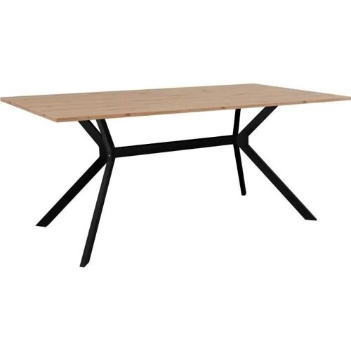 TABLE A MANGER EXTENSIBLE ONEX - DÉCOR CHENE ARTISAN ET NOIR - JUSQU'A 10 PERSONNES - L 180 X P 90 X H 75 CM