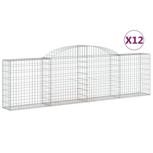Paniers À Gabions Arqués 12 Pcs 300x30x80/100 Cm Fer Galvanisé Vidaxl Vidaxl