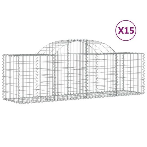 Paniers À Gabions Arqués 15 Pcs 200x50x60/80 Cm Fer Galvanisé Vidaxl Vidaxl