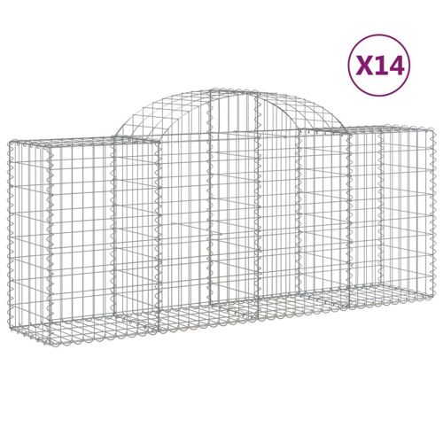 Paniers À Gabions Arqués 14 Pcs 200x50x80/100 Cm Fer Galvanisé Vidaxl Vidaxl