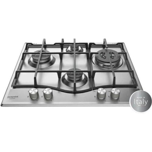 Hotpoint Ariston PCN 641 T/IX/HA - Table de cuisson au gaz - 4 plaques de cuisson - Niche - largeur : 55.5 cm - profondeur : 47.5 cm - argent - acier inoxydable