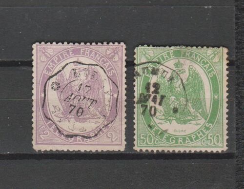 France N° 6 & 8 = 2 Timbres Telegraphe Obliteres De 1868 Cote : 52 €