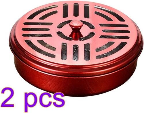 2 pièces Diamètre 15cm hauteur 5.5cm Boîte de support de spirale anti-moustiques, en acier inoxydable, avec couvercle, porte-bobine de moustiques, spirale à insectes, récipient pour maison, jardin, ca