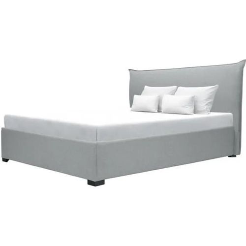 Lit Coffre Adulte Classique - Tissu Gris Clair - Sommier Inclus - 160 X 200 Cm - Cushion
