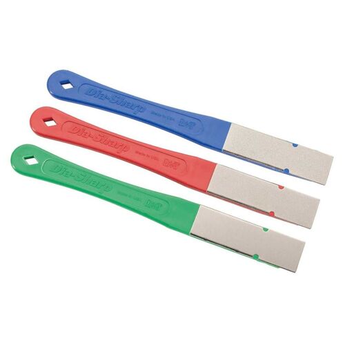 Jeu de limes plates diamantées 3 pcs Dia-Sharp 325/600/1200 grains DMT