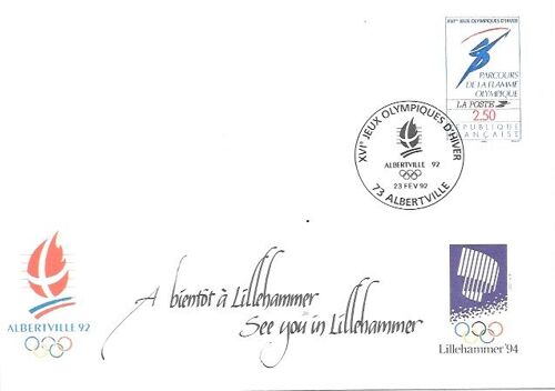 Premier Jour Obliteration Albertville Lillehammer 23/02/1992