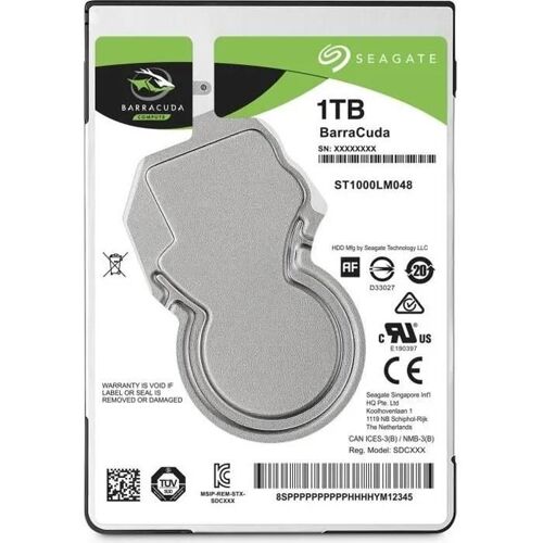 Seagate Guardian BarraCuda ST1000LM048 - Disque dur - 1 To - interne - 2.5" - SATA 6Gb/s - 5400 tours/min - mémoire tampon : 128 Mo