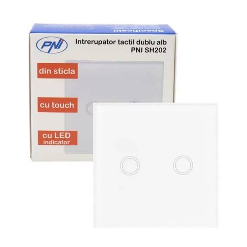 Commutateur capacitif à double contact PNI SH202, blanc avec indicateur LED