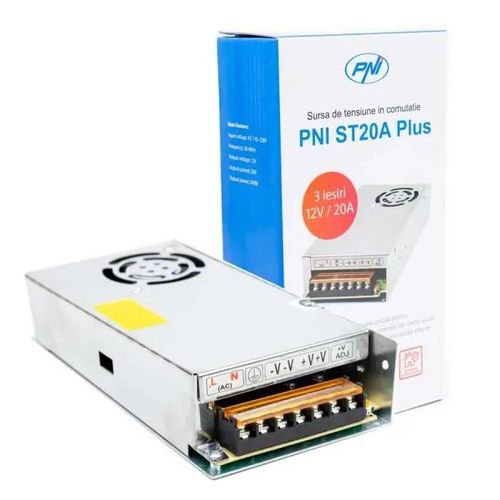 Source de tension commutée PNI ST20A Plus 12V 20A stabilisée pour les systèmes de surveillance