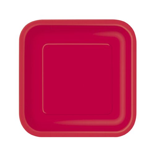 14 Grandes Assiettes Rouges Carrées En Carton