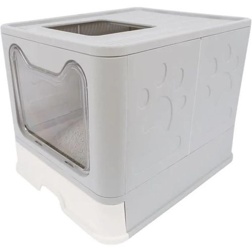 Maison De Toilette - M Pets - Sile Top - Gris - 51 X 41 X 12.5 Cm - Pratique. D¿Montable. Tiroir Coulissant. Pelle Incluse
