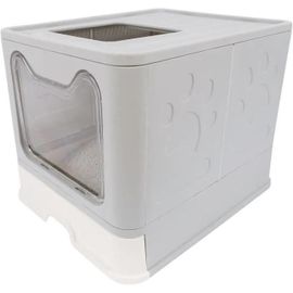 Maison De Toilette - M Pets - Sile Top - Gris - 51 X 41 X 12.5 Cm - Pratique. D'montable. Tiroir Coulissant. Pelle Incluse