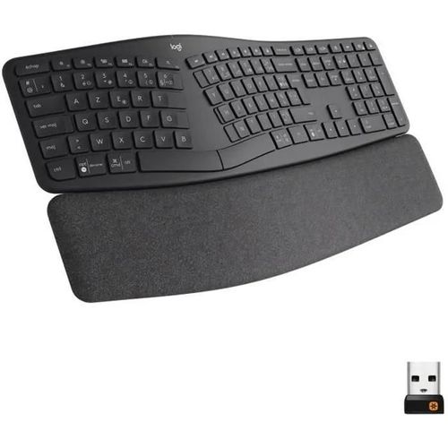 Logitech ERGO K860 - Clavier - sans fil - 2.4 GHz, Bluetooth 5.0 - AZERTY - Français - graphite