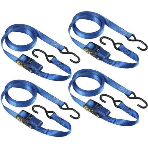 Kit De 4 Sangles D'arrimage - Master Lock - 4367eurdat - Avec Crochets Et Cliquet - 5m X 25mm - Bleu